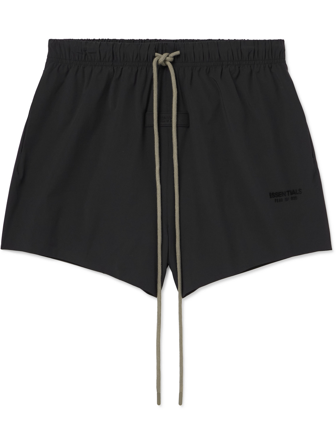 Essentials Straight-leg Logo-appliquéd Shell Drawstring Shorts In Black