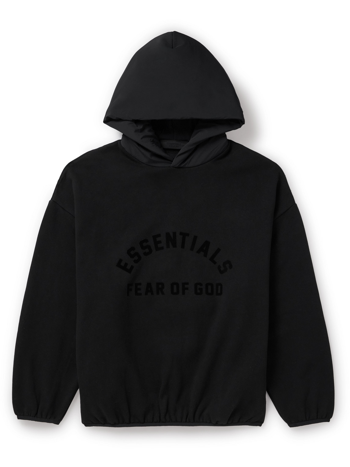 Essentials Shell-trimmed Logo-appliquéd Cotton-blend Jersey Hoodie In Black