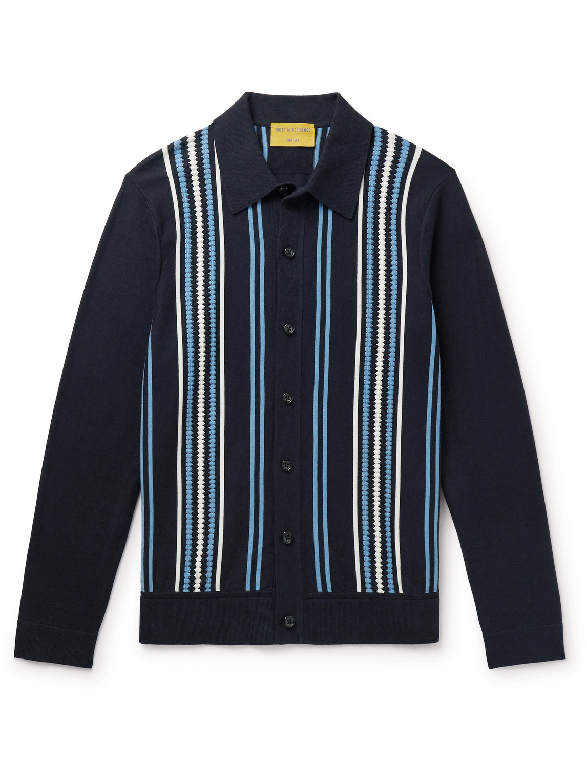 Guest In Residence Striped Cotton-jacquard Cardigan - x large