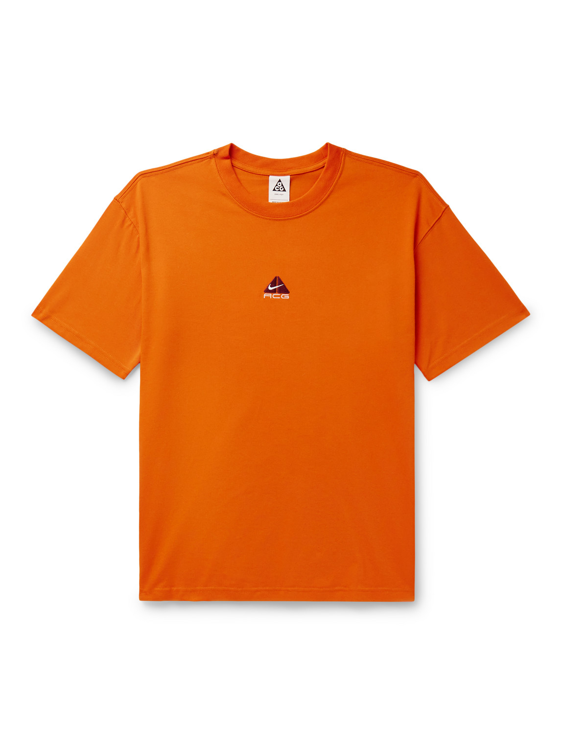 Nike Acg Logo-embroidered Jersey T-shirt In Orange