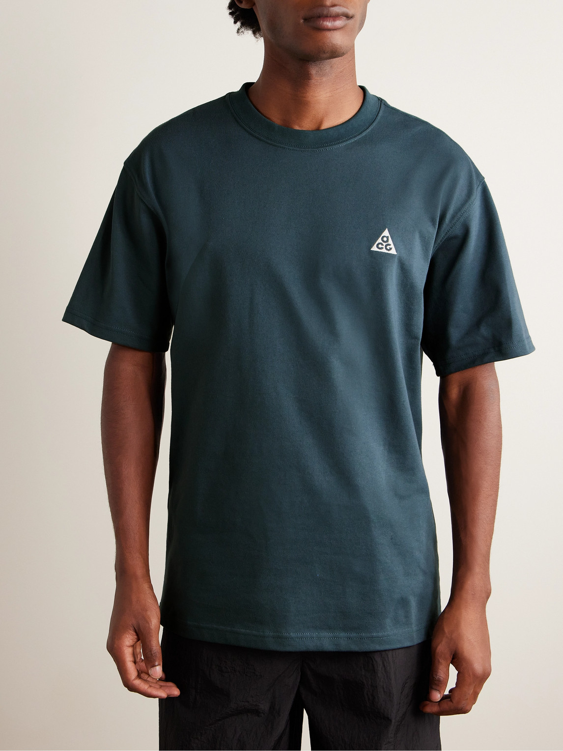 Shop Nike Acg Logo-embroidered Jersey T-shirt In Blue
