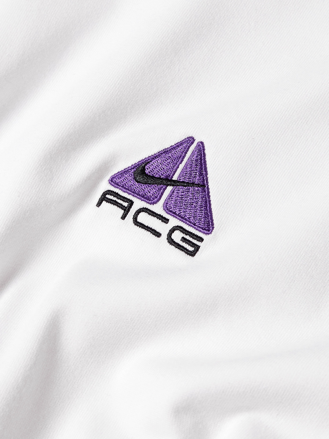 Shop Nike Acg Logo-embroidered Jersey T-shirt In White