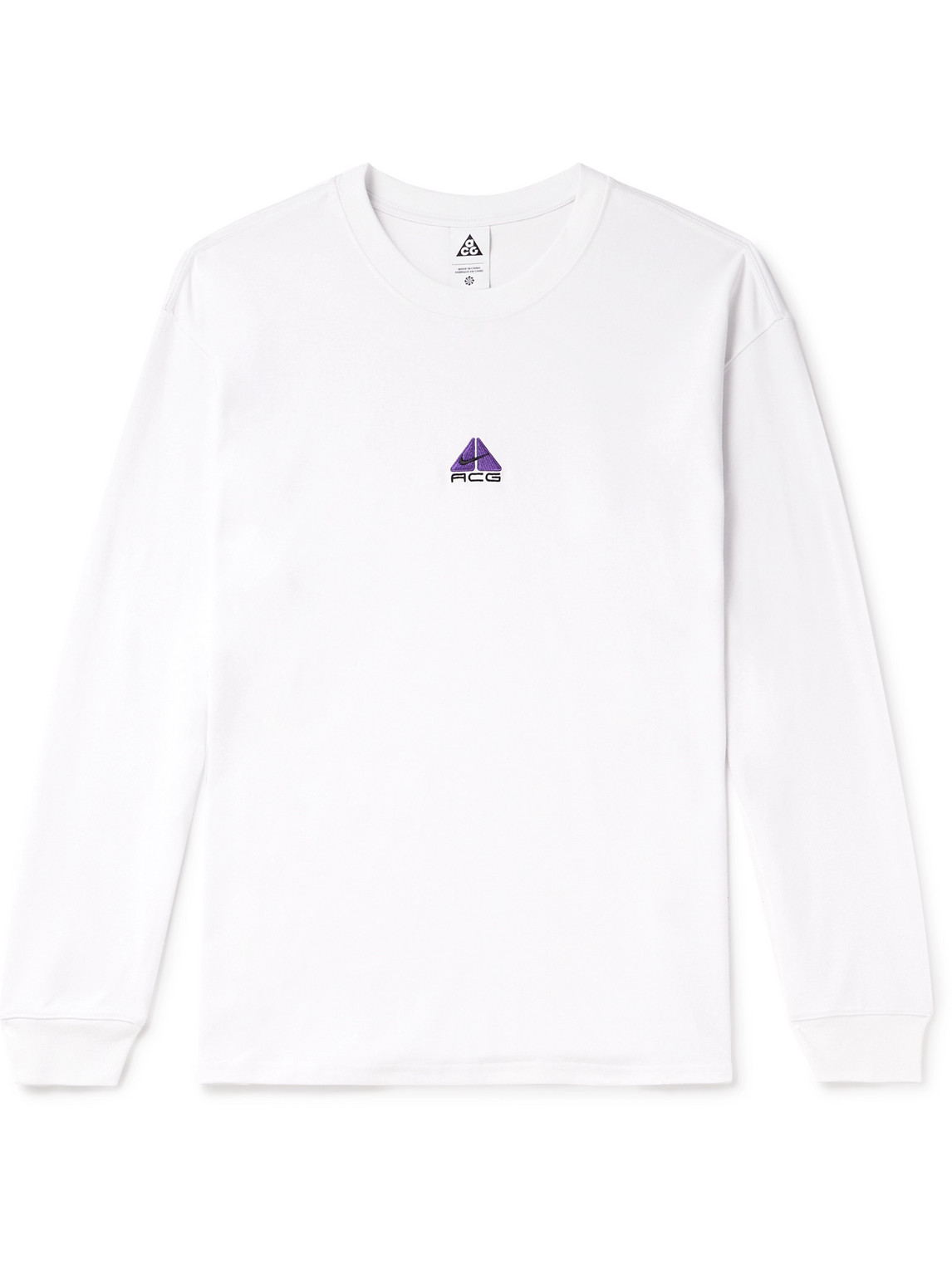 Nike Acg Logo-embroidered Jersey T-shirt In White