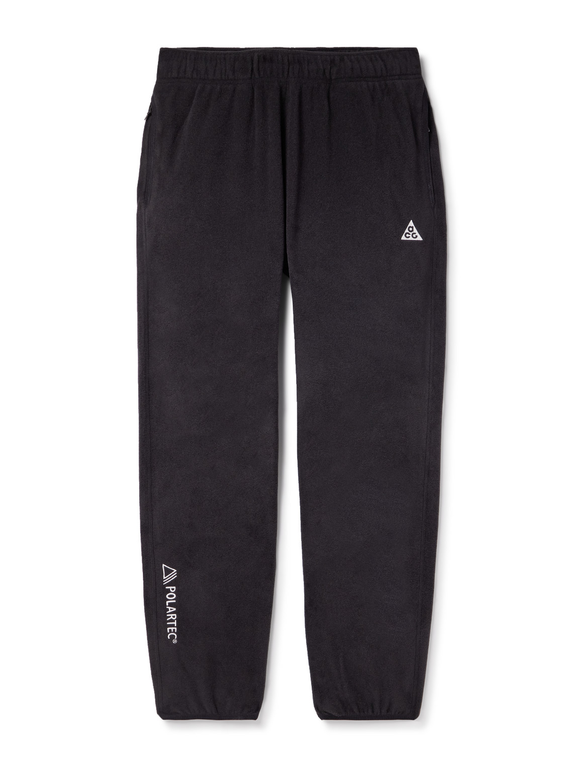 Nike Acg Wolf Tree Straight-leg Logo-embroidered Polartec® Fleece Sweatpants In Black