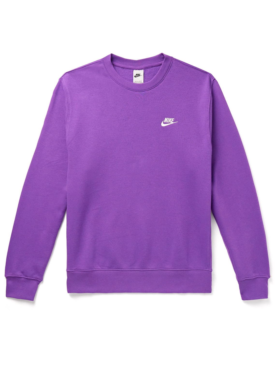 Nike Sportswear Club Logo-embroidered Cotton-blend Jersey Sweatshirt In Purple