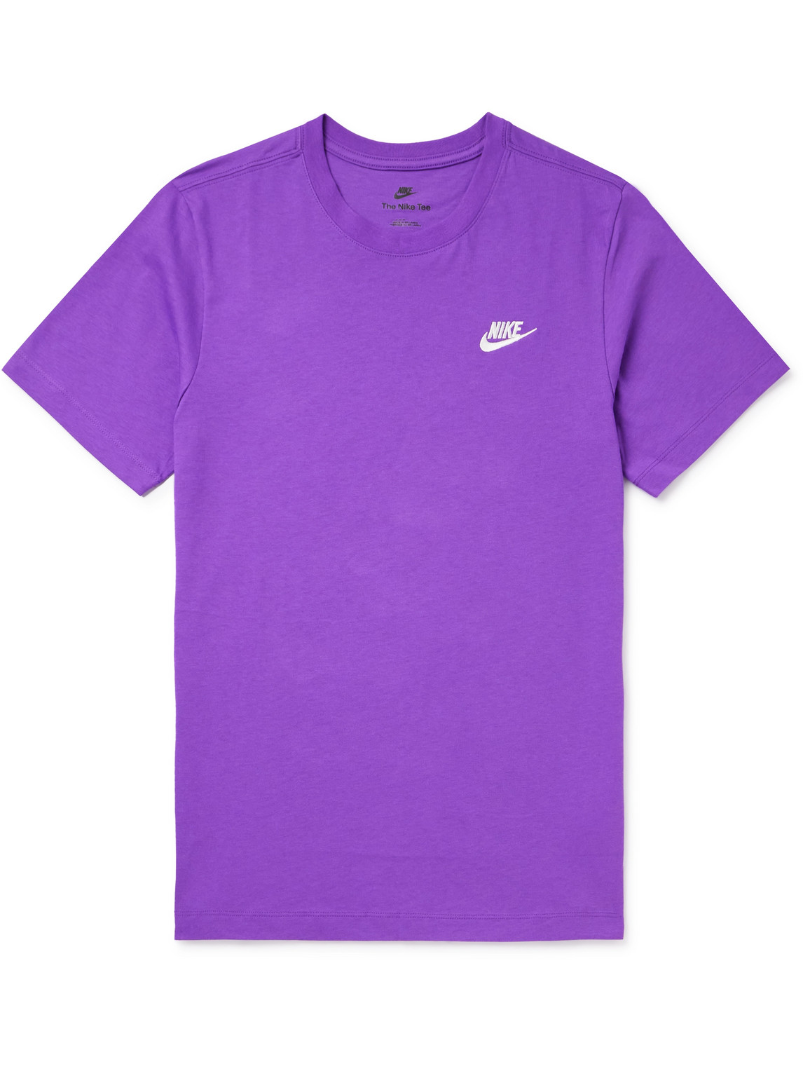 Nike Sportswear Club Logo-embroidered Cotton-jersey T-shirt In Purple
