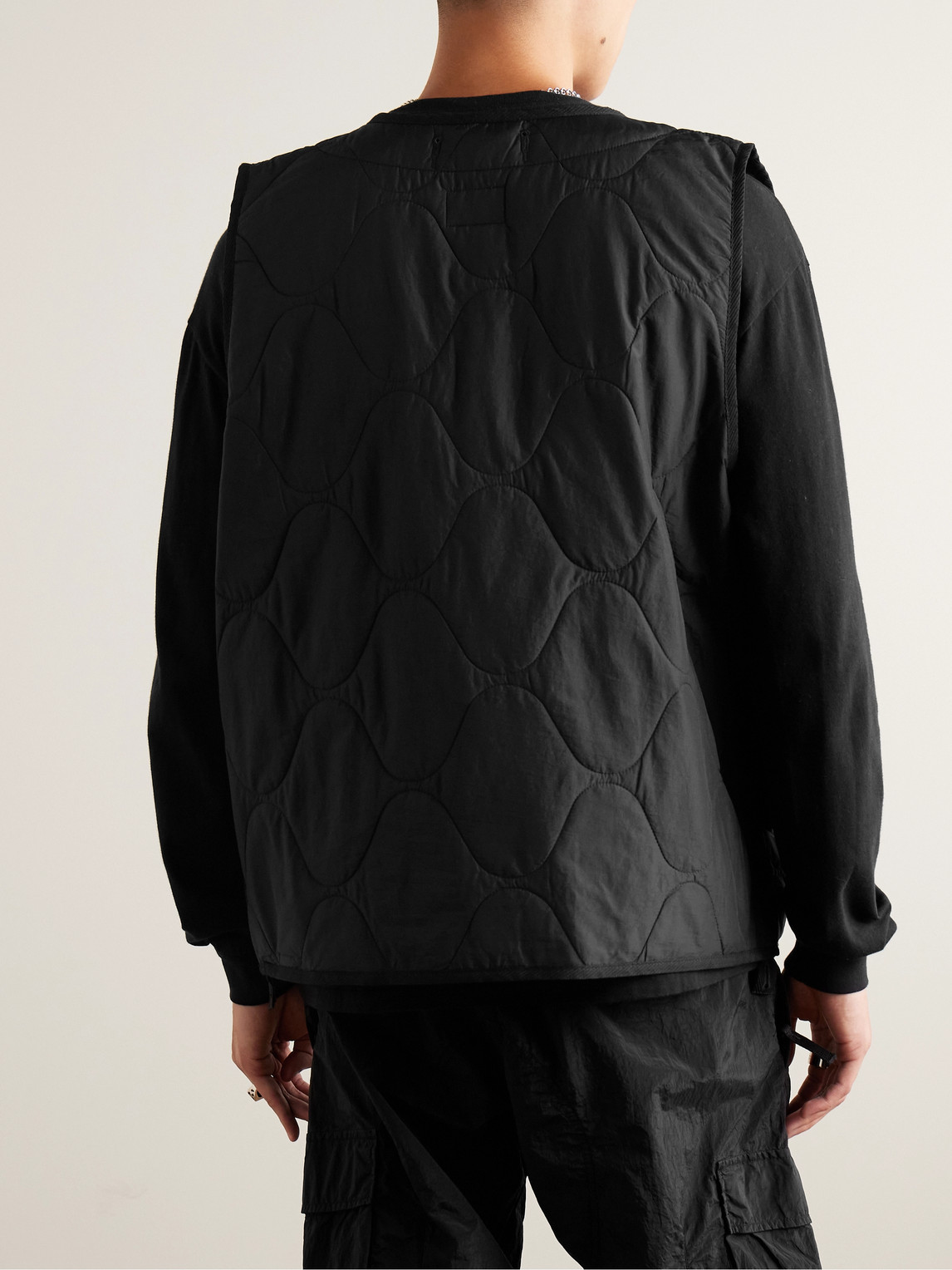 Shop Nike Logo-embroidered Quilted Padded Ripstop Gilet In Black