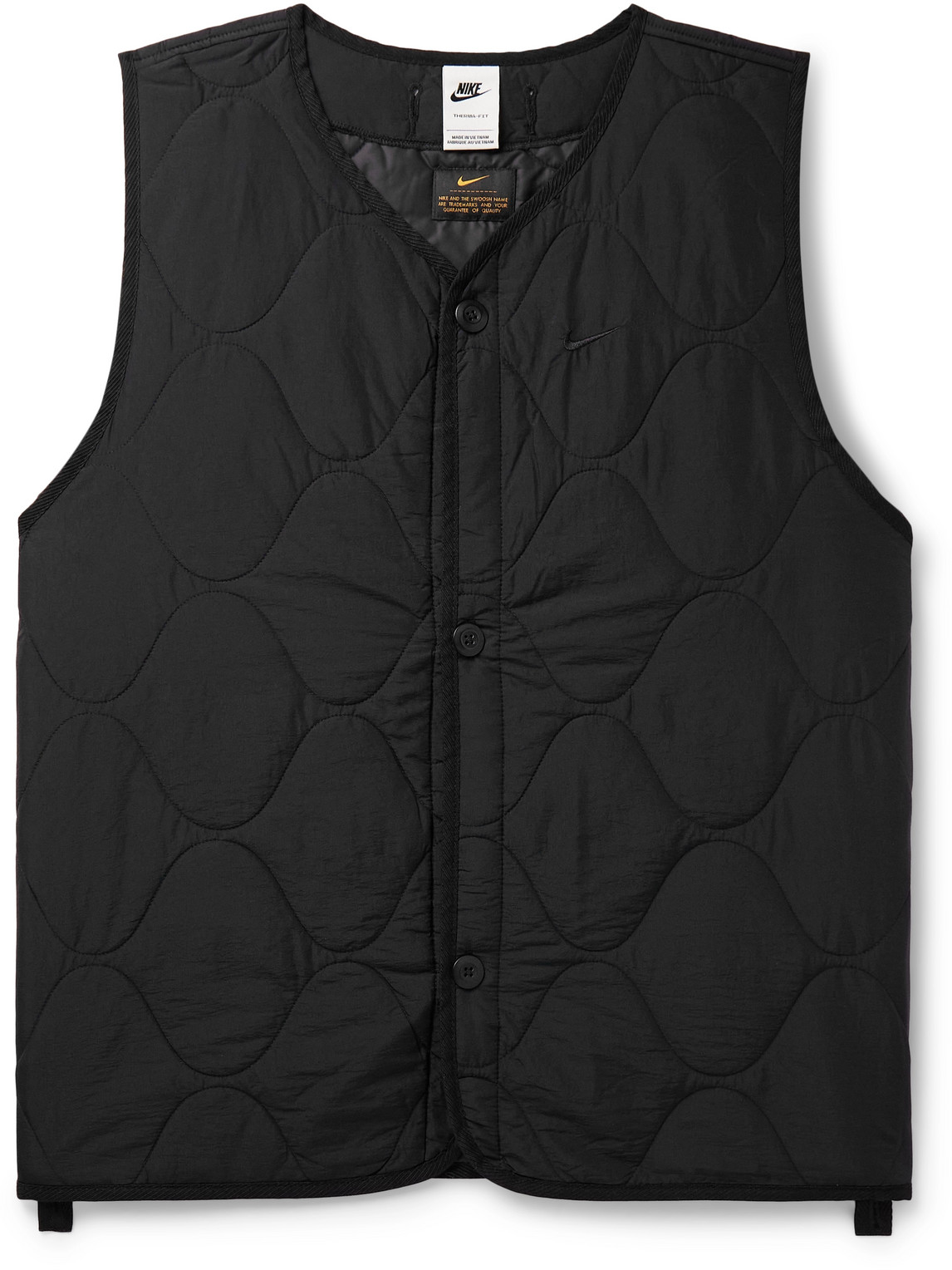 Shop Nike Logo-embroidered Quilted Padded Ripstop Gilet In Black