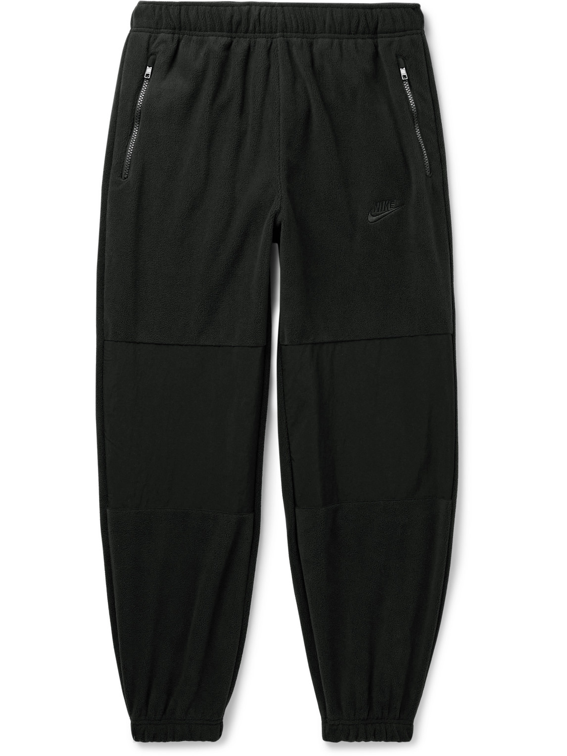 Nike Club Straight-leg Logo-embroidered Nylon-trimmed Fleece Sweatpants In Black