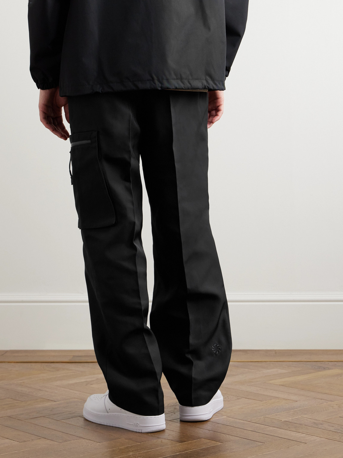 Shop Nike Sportswear Tech Pack Straight-leg Drill Trousers In Black
