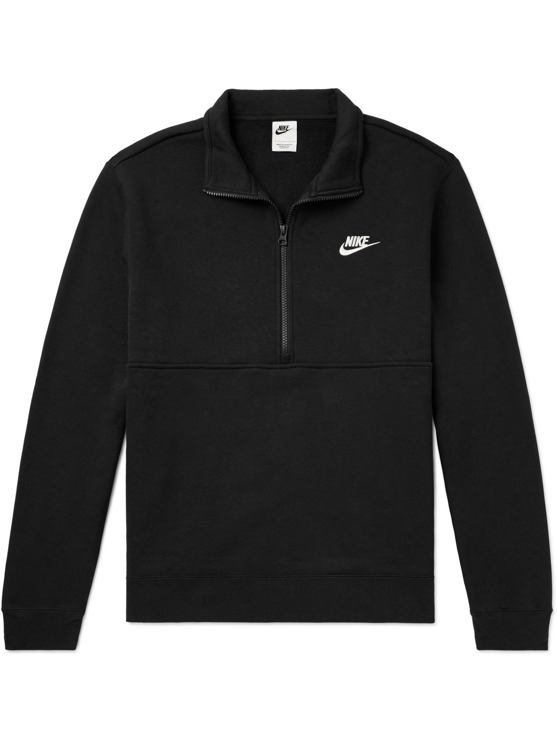 Nike Sportswear Club Logo-embroidered Cotton-blend Jersey Half-zip Sweatshirt In Black