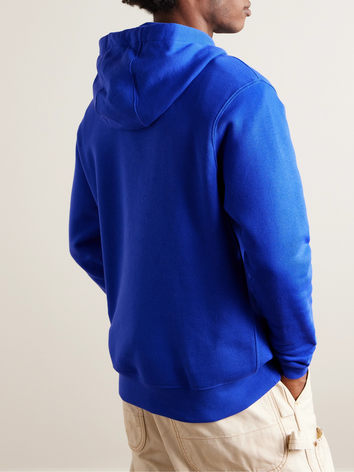 Shop Nike Sportswear Club Logo-embroidered Cotton-blend Jersey Hoodie In Blue