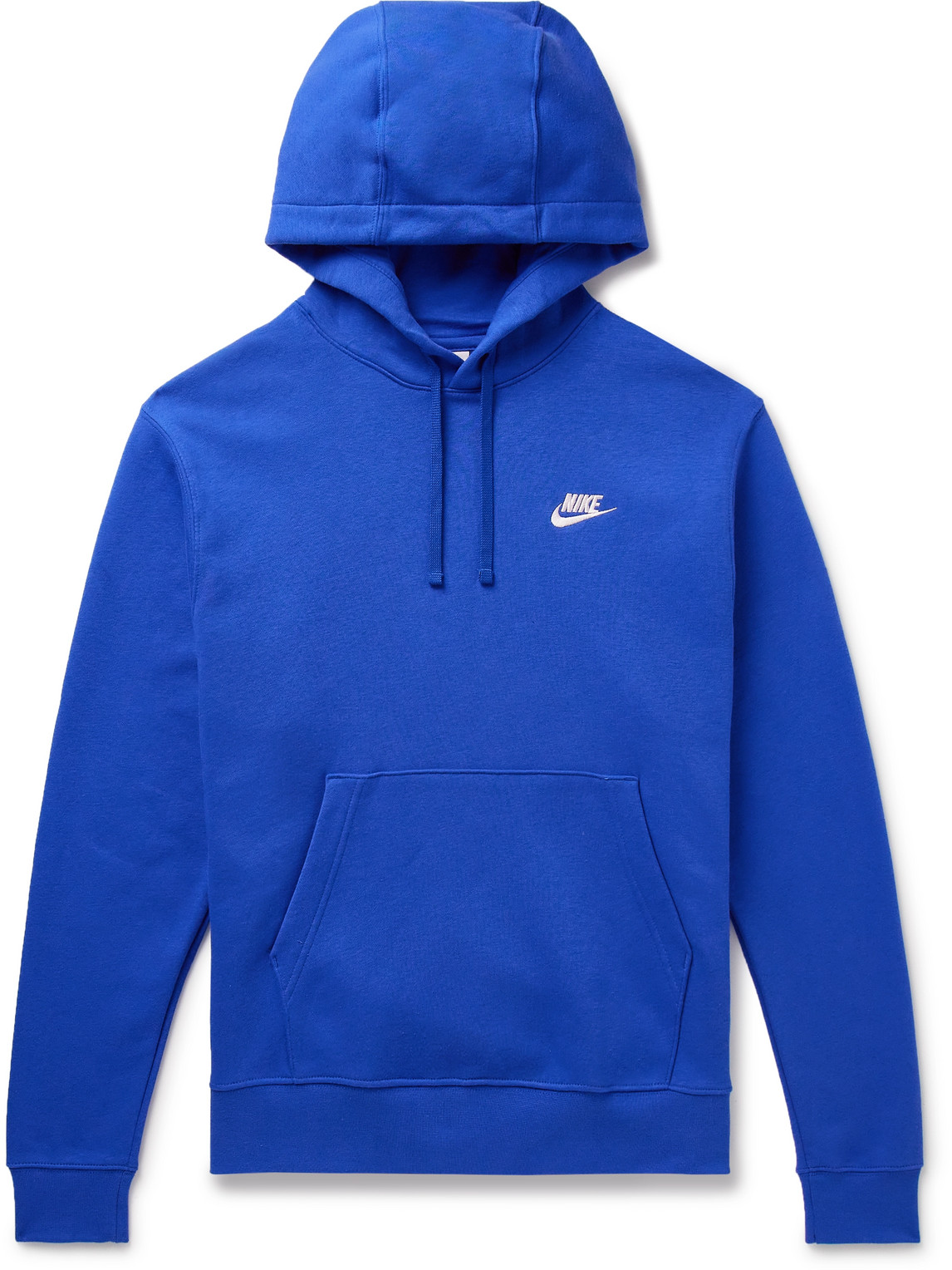 NIKE SPORTSWEAR CLUB LOGO-EMBROIDERED COTTON-BLEND JERSEY HOODIE