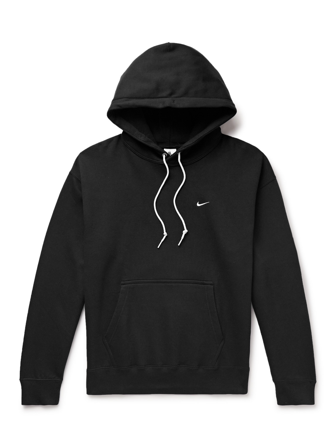 Shop Nike Solo Swoosh Logo-embroidered Cotton-blend Jersey Hoodie In Black