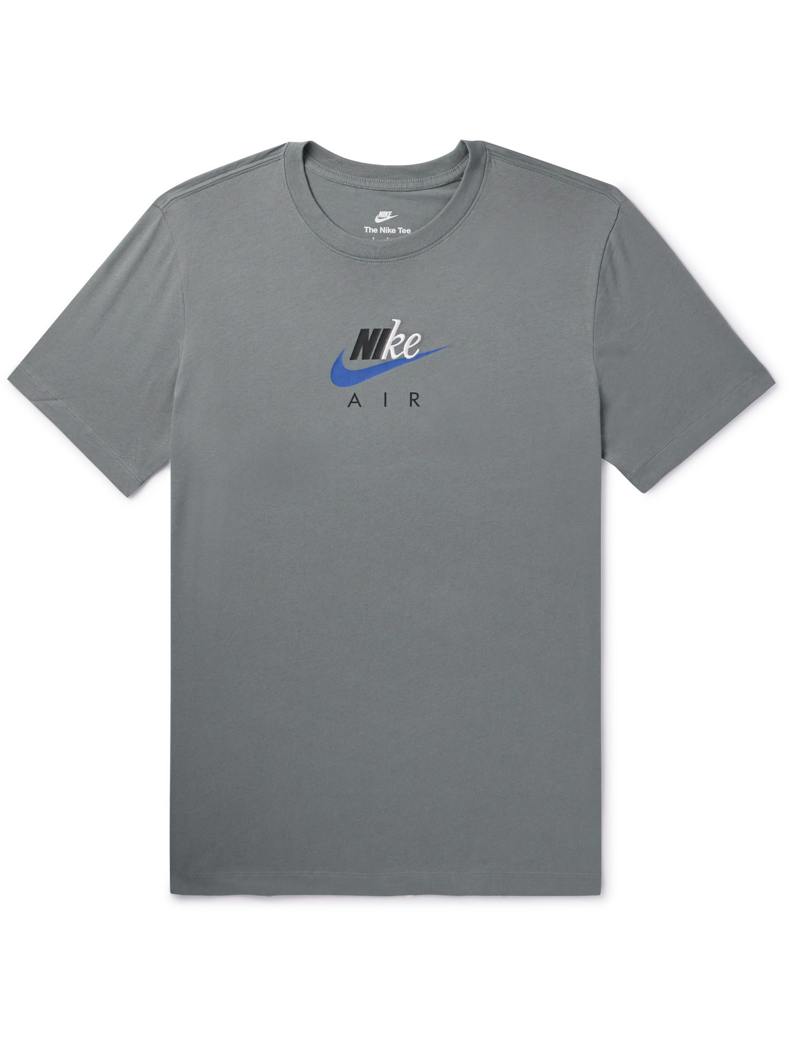 Nike Connect Slim-fit Logo-print Embroidered Cotton-jersey T-shirt In Gray