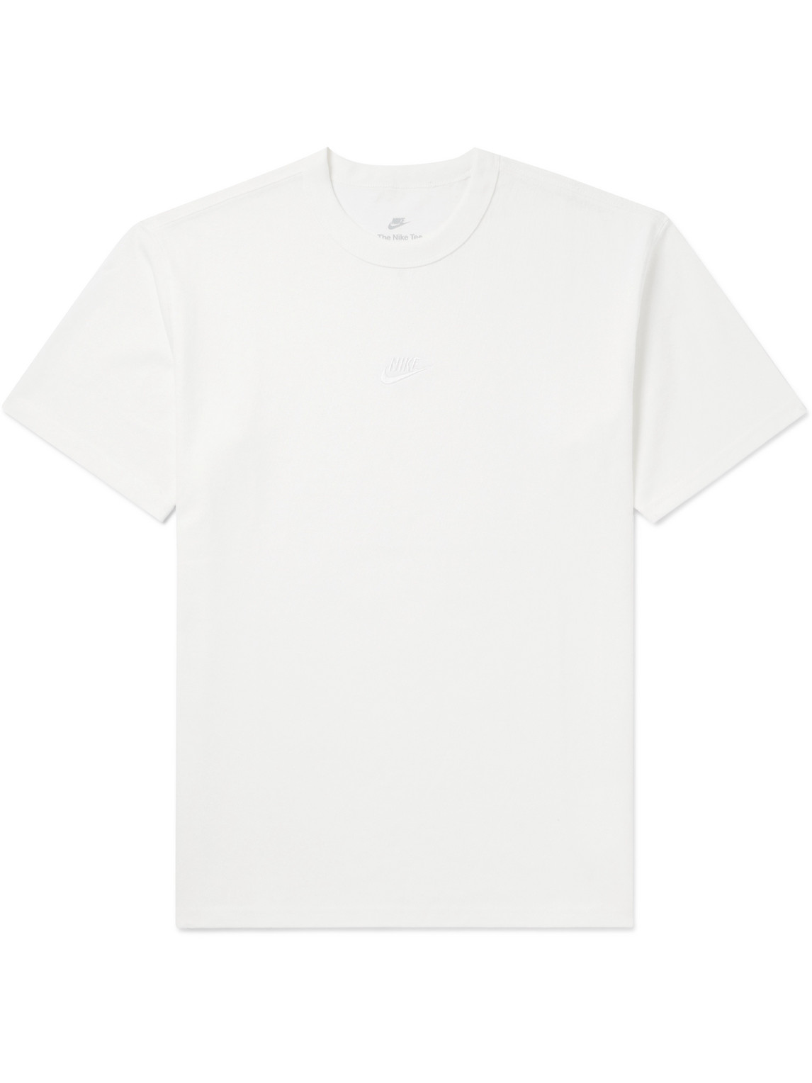 Nike Sportswear Premium Essentials Logo-embroidered Cotton-jersey T-shirt In White