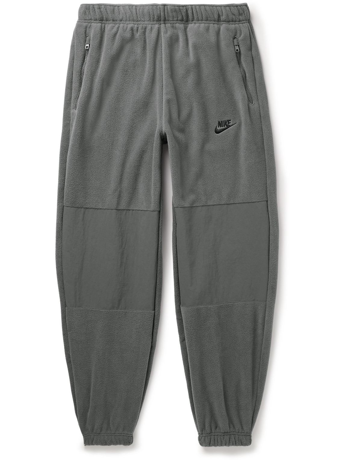 Nike Club Straight-leg Logo-embroidered Nylon-trimmed Fleece Sweatpants In Gray