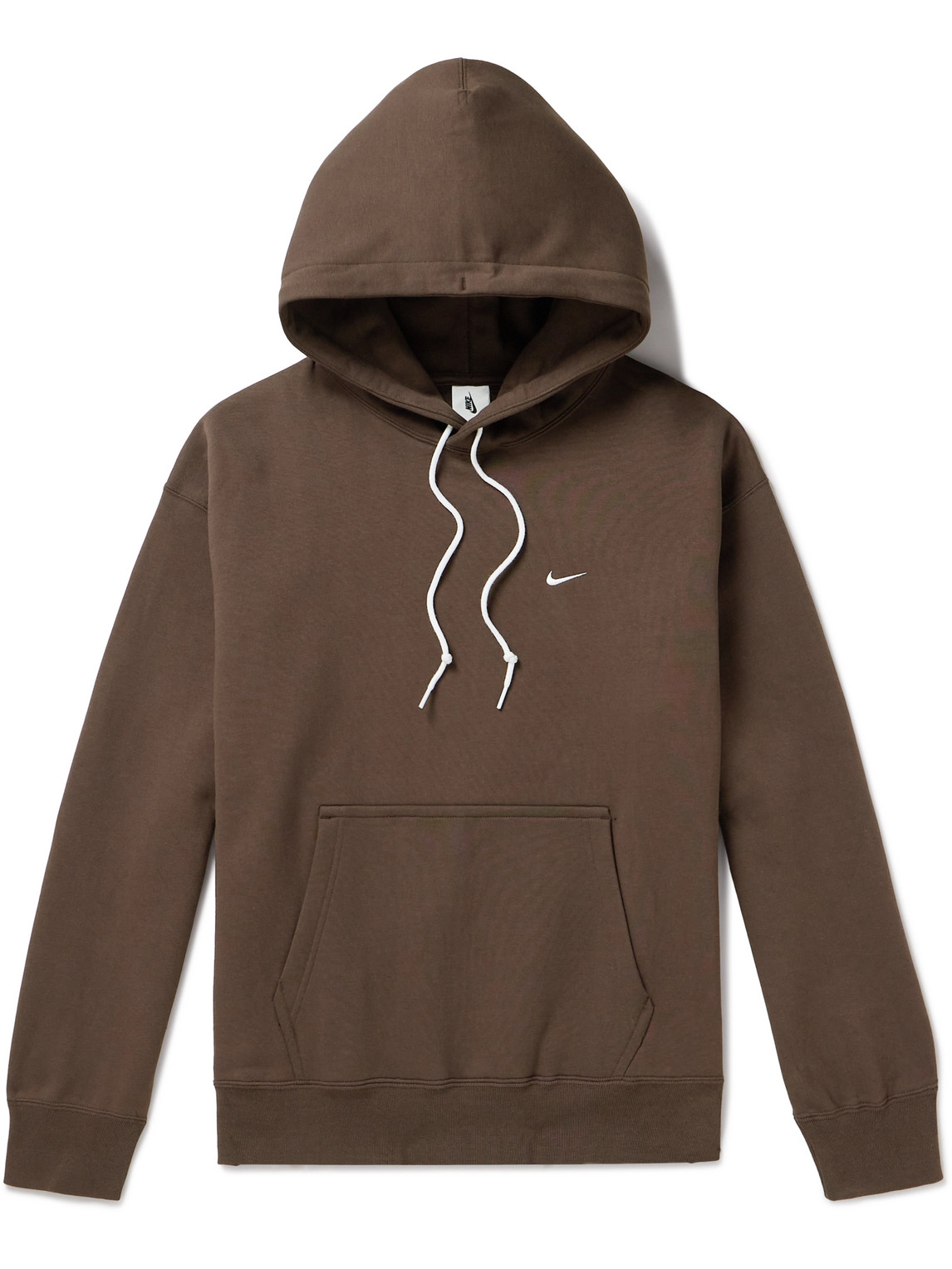 Nike Solo Swoosh Logo-embroidered Cotton-blend Jersey Hoodie In Brown
