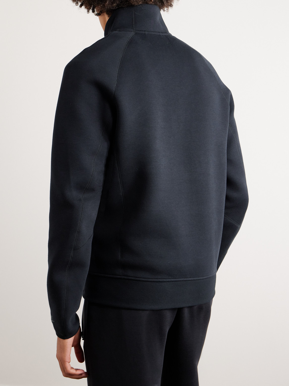 Shop Nike Cotton-blend Jersey Half-zip Sweatshirt In Black