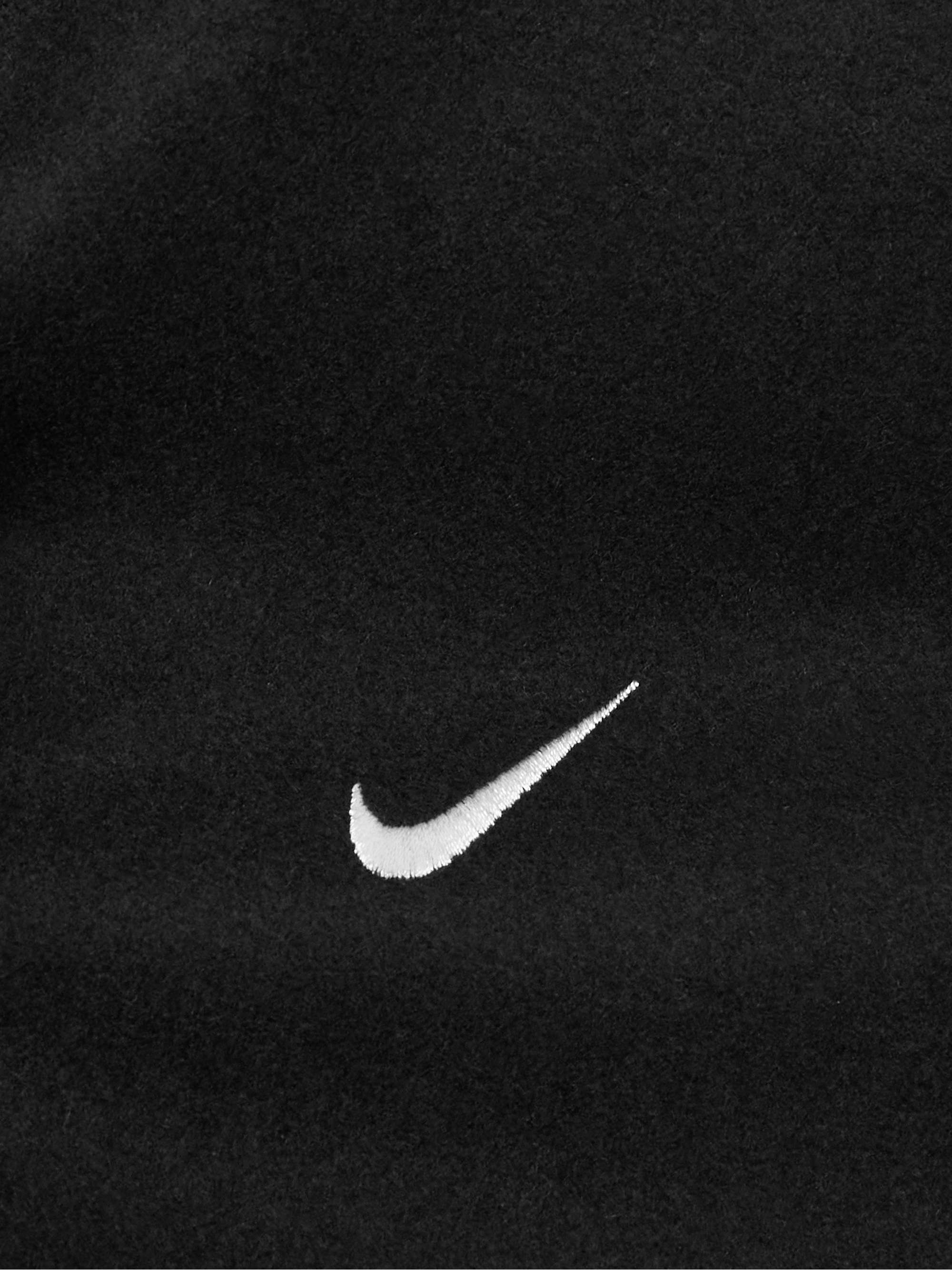 NIKE Logo-Embroidered Leather and Wool-Blend Varsity Jacket for Men ...