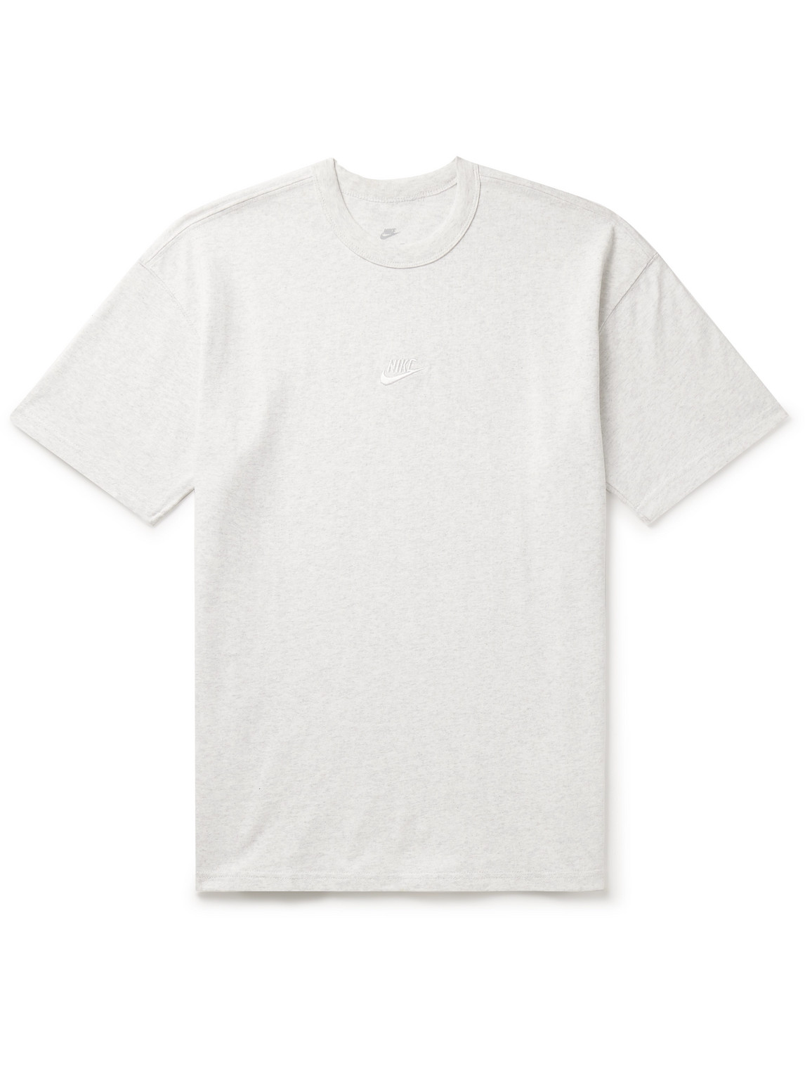 Nike Premium Essentials Logo-embroidered Cotton-jersey T-shirt In Gray