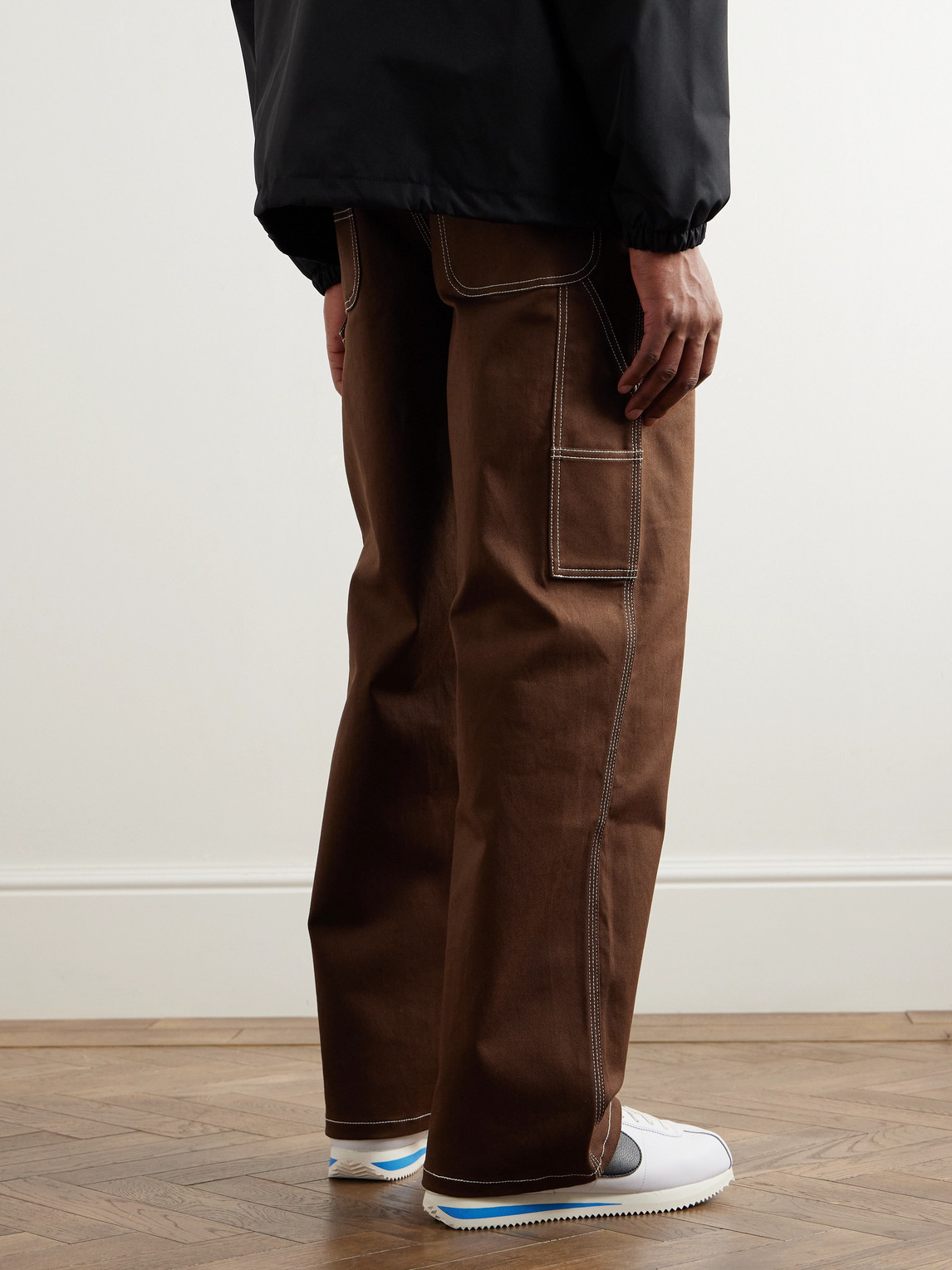 Shop Nike Life Carpenter Straight-leg Cotton-blend Twill Trousers In Brown
