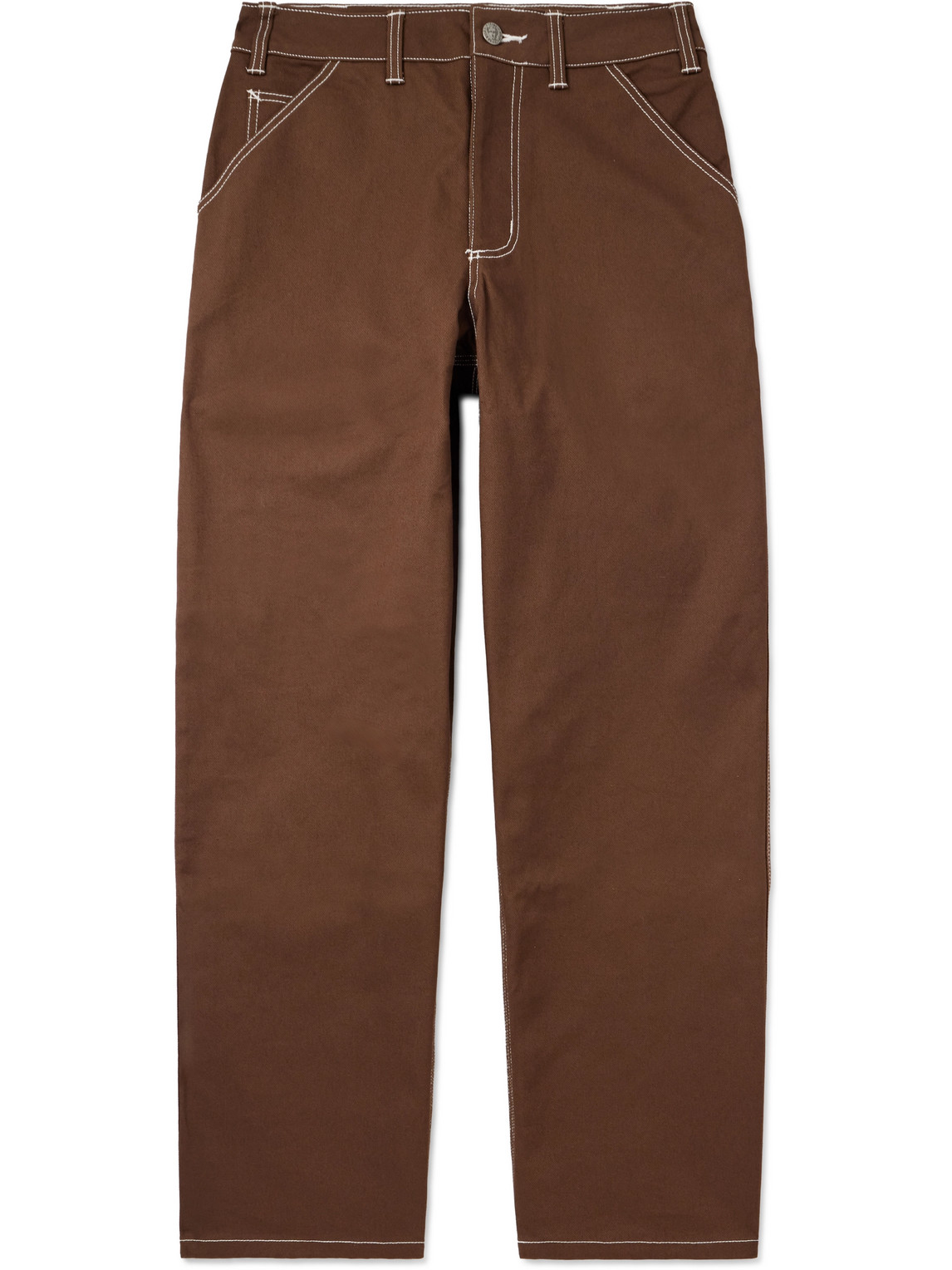 Shop Nike Life Carpenter Straight-leg Cotton-blend Twill Trousers In Brown