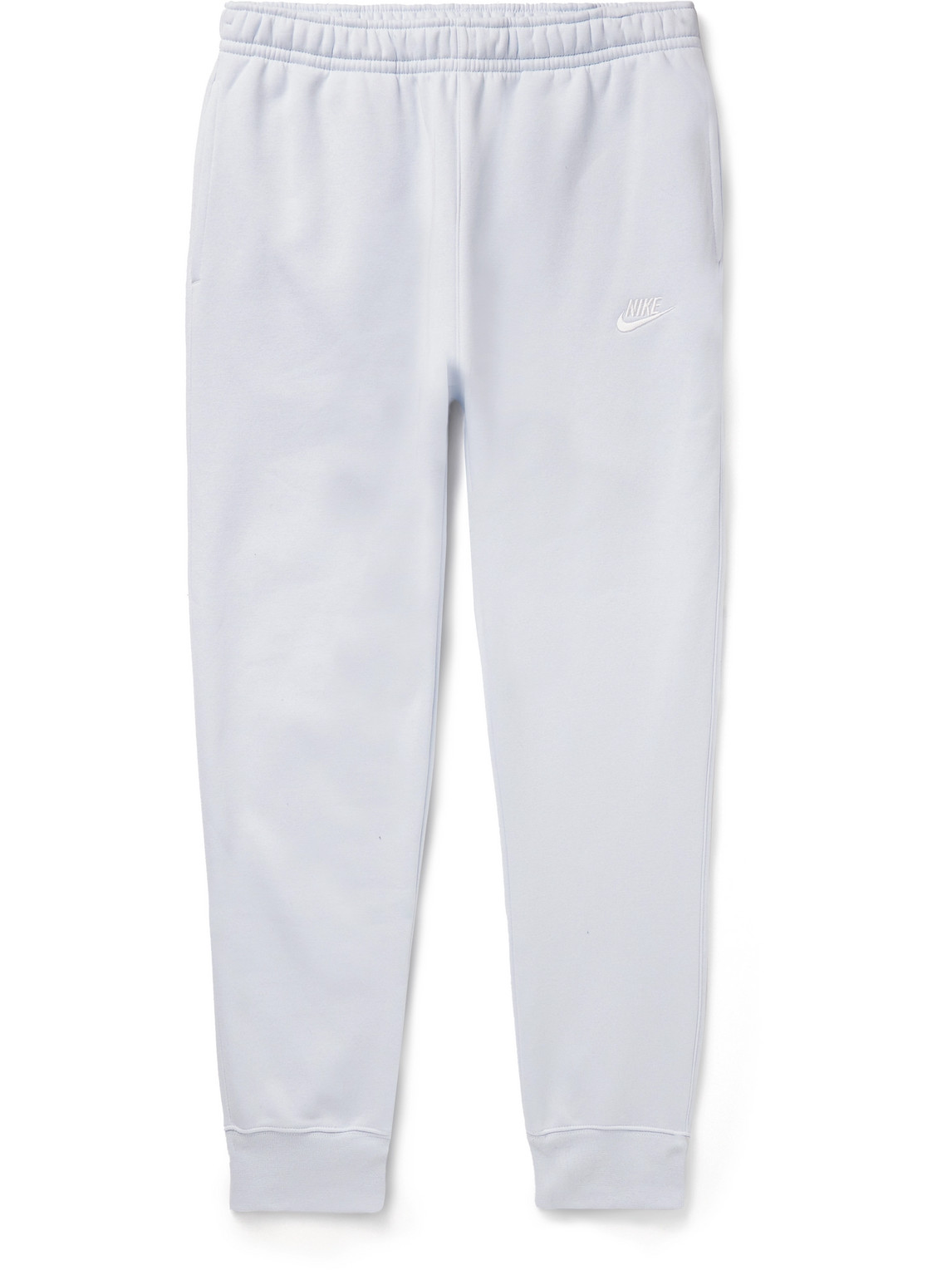 NIKE SPORTSWEAR CLUB TAPERED LOGO-EMBROIDERED COTTON-BLEND JERSEY SWEATPANTS