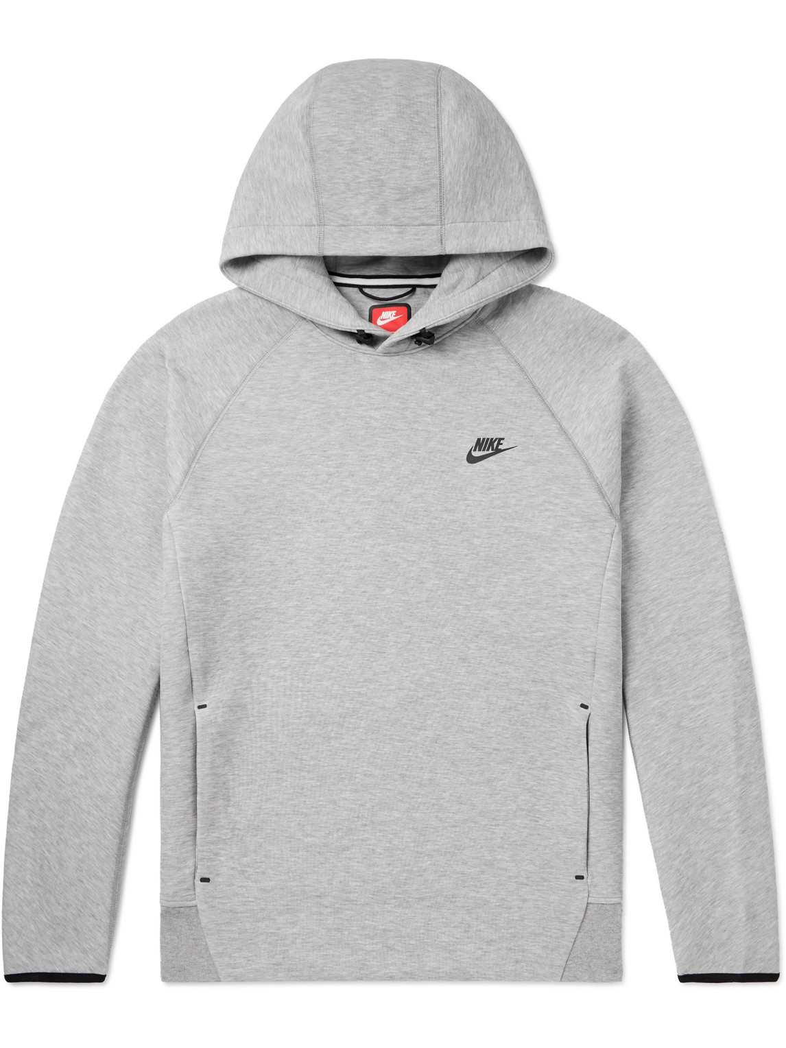 Shop Nike Logo-print Cotton-blend Tech Fleece Hoodie In Gray