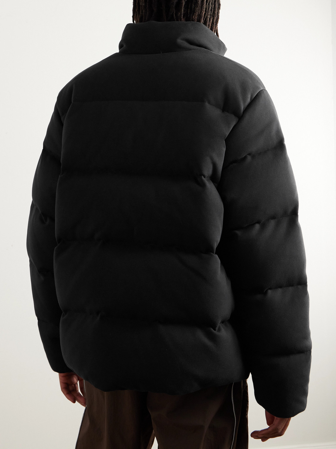 Shop Nike Sportswear Quilted Padded Therma-fit Tech Fleece Down Jacket In Black