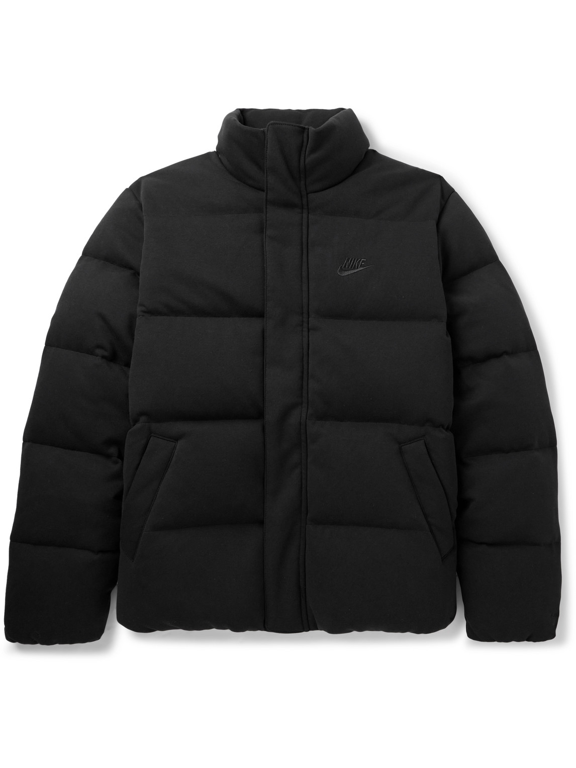 Nike Sportswear Quilted Padded Therma-fit Tech Fleece Down Jacket In Black/ Black