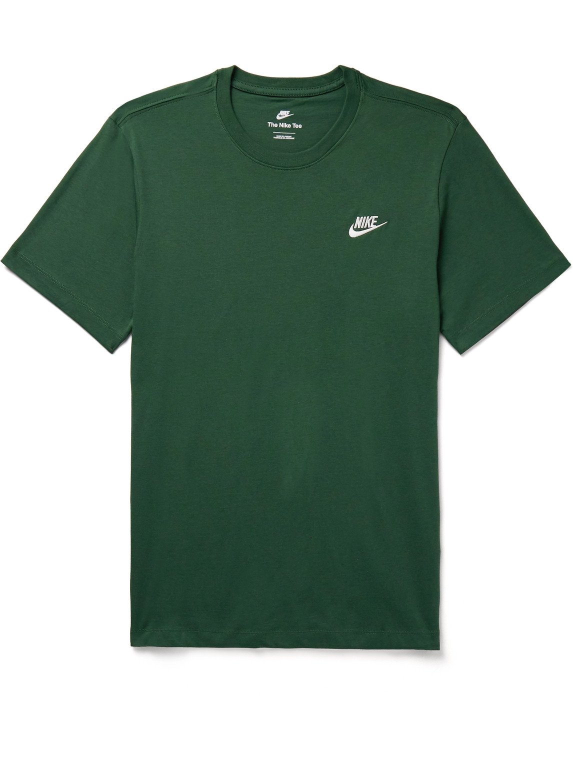 Nike Sportswear Club Logo-embroidered Cotton-jersey T-shirt In Green