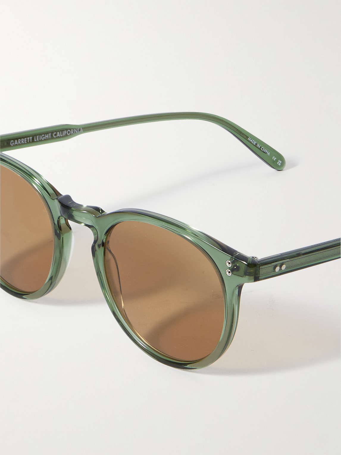Shop Garrett Leight California Optical Carlton Sun Round-frame Acetate Sunglasses In Green
