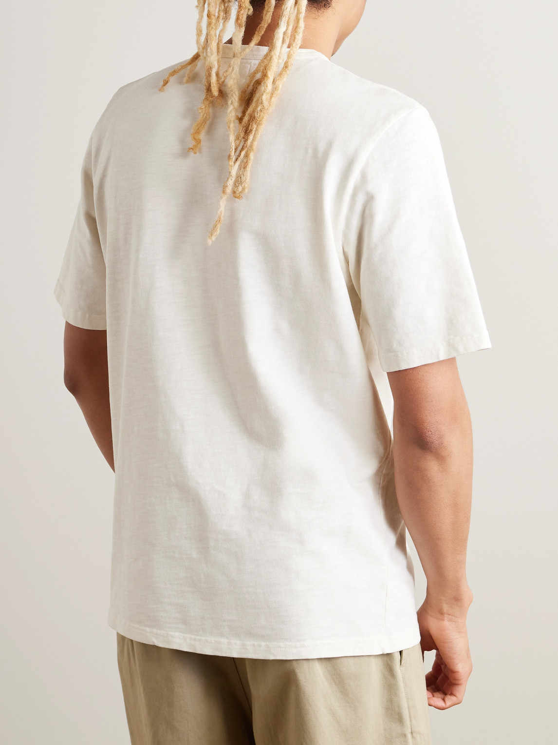 Shop Folk Embroidered Slub Cotton-jersey T-shirt In Neutrals