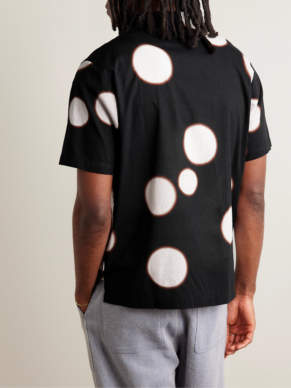 Shop Folk Convertible-collar Polka-dot Cotton-voile Shirt In Black