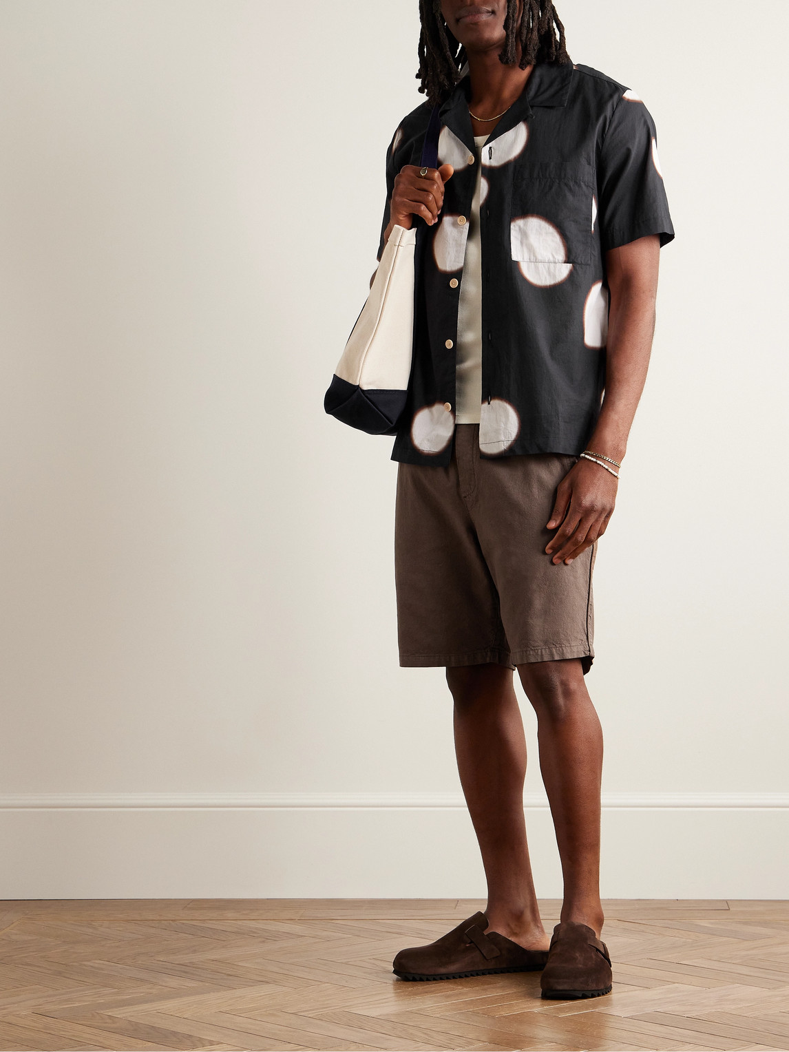 Shop Folk Assembly Straight-leg Linen And Cotton-blend Shorts In Brown
