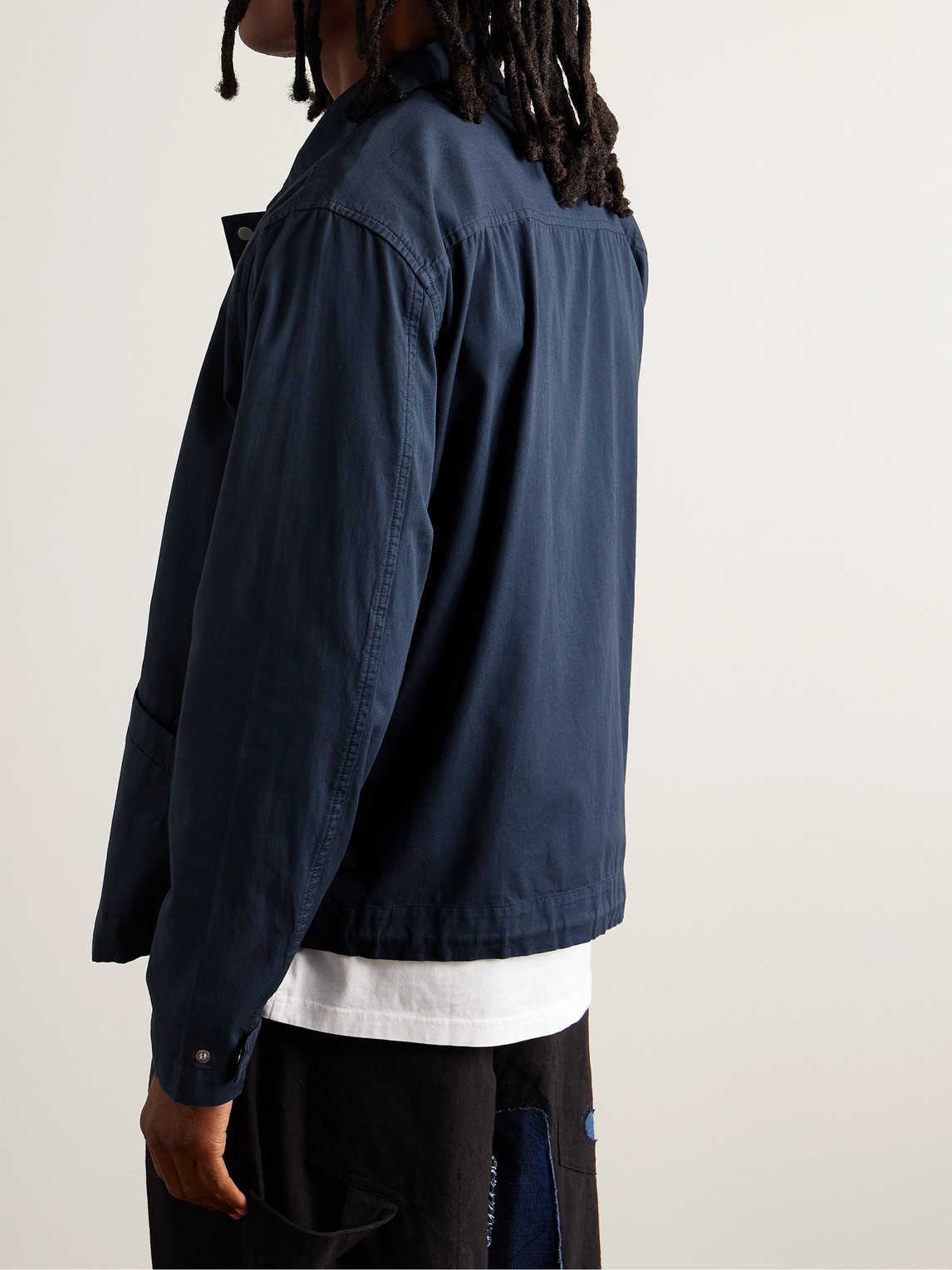 Shop Folk Signal Garment-dyed Cotton-twill Coach Jacket In Blue