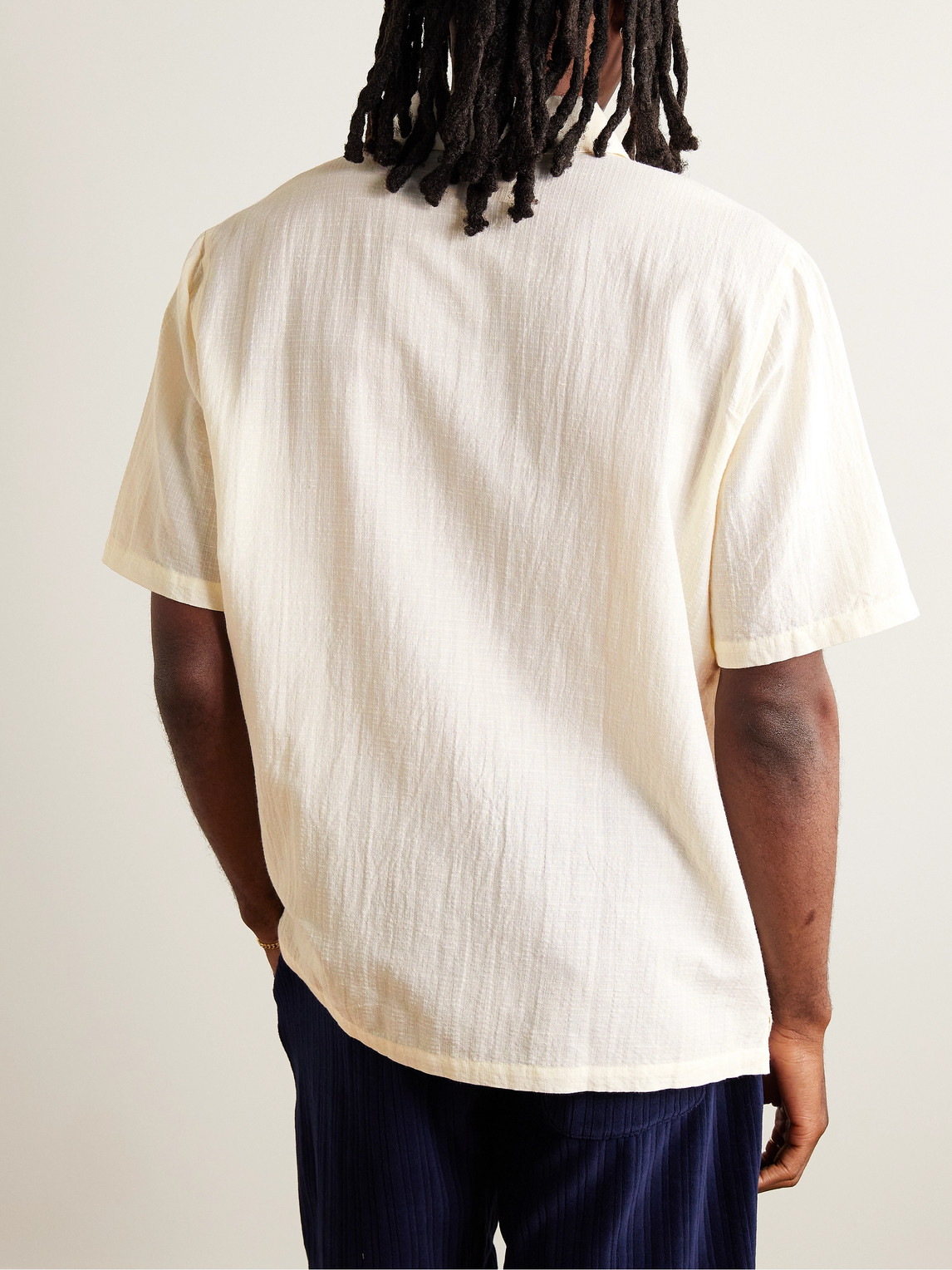 Shop Folk Gabe Cotton And Linen-blend Shirt In Neutrals