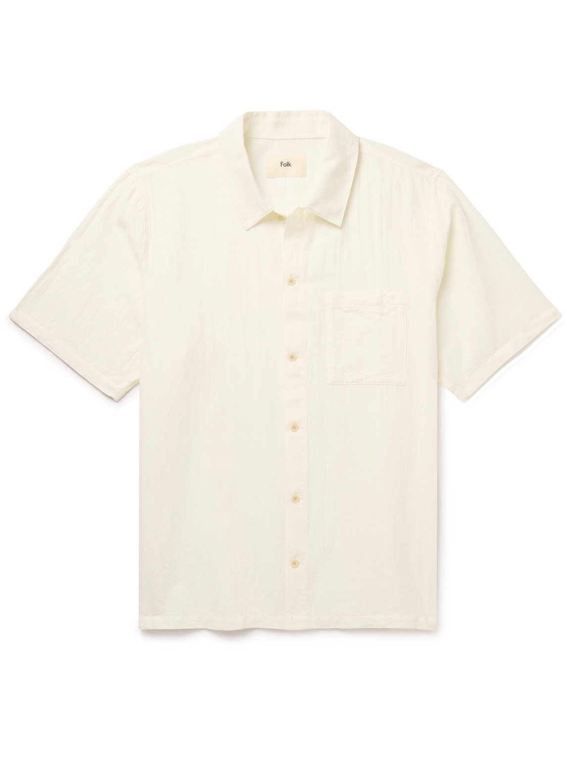 Folk Gabe Cotton And Linen-blend Shirt In Neutrals