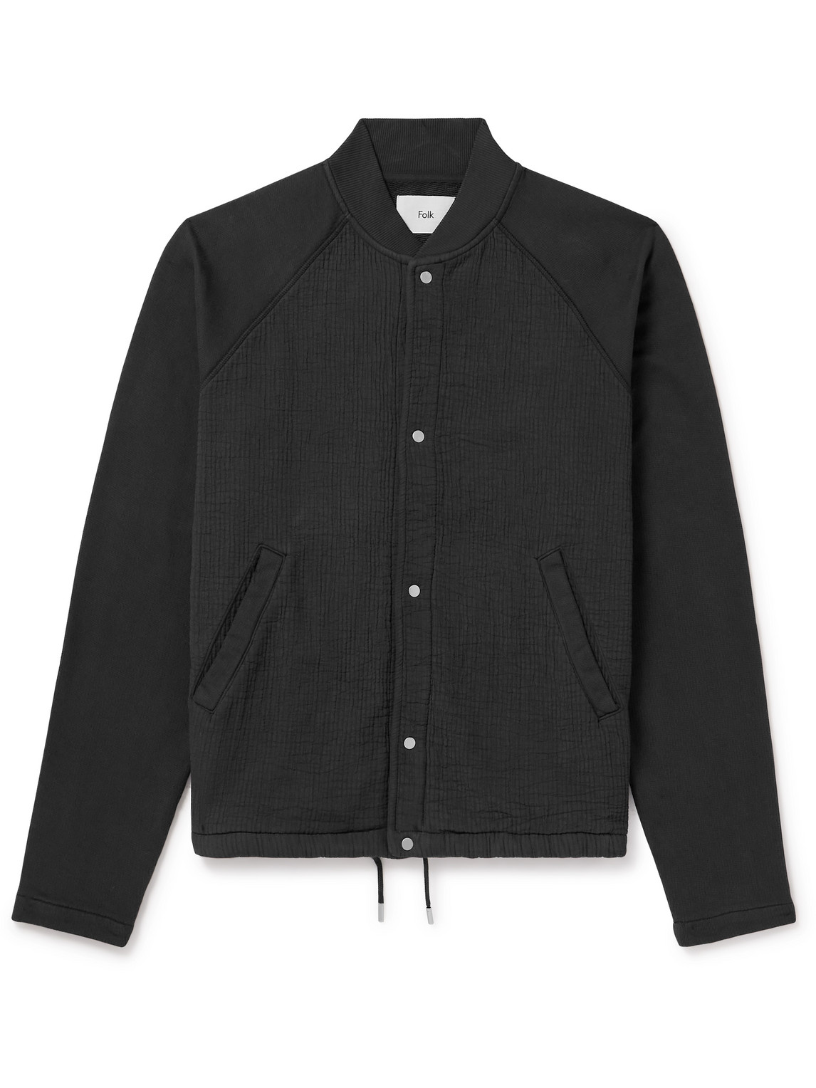 Folk Signal Textured-cotton Bomber Jacket In Black