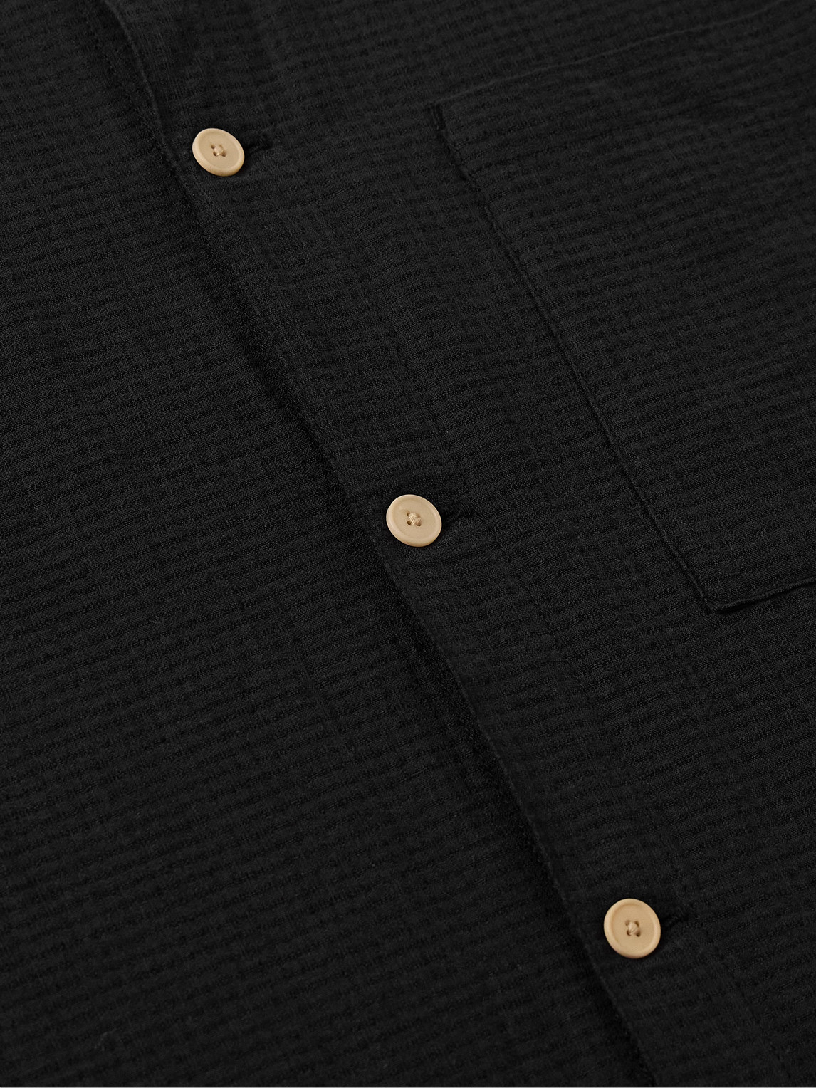 Shop Folk Gabe Cotton And Linen-blend Shirt In Black