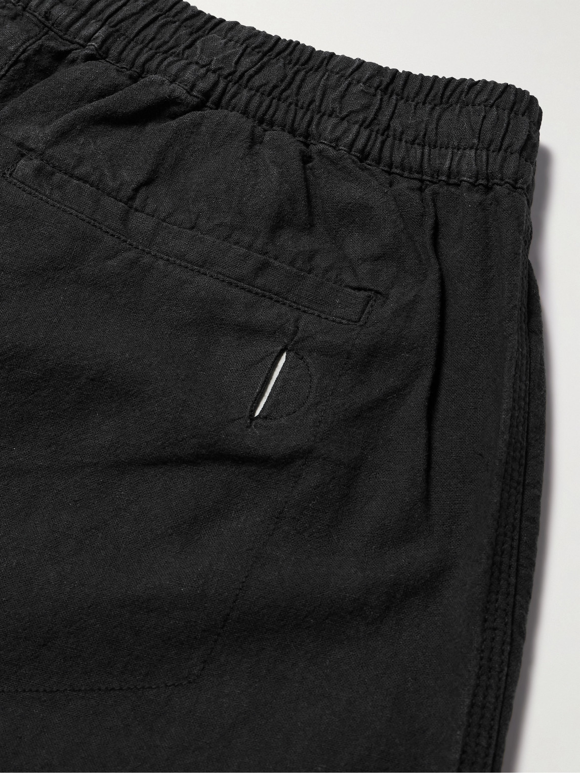 Shop Folk Straight-leg Linen And Cotton-blend Trousers In Black