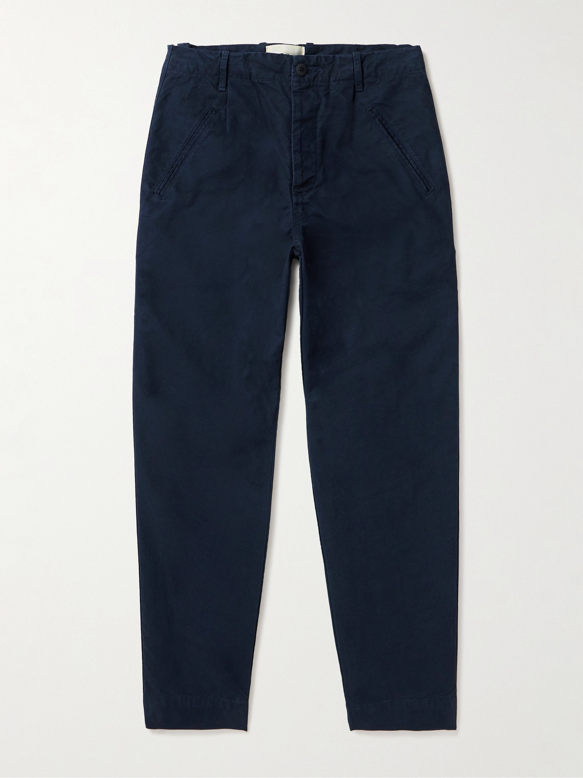 Folk Signal Straight-leg Pleated Cotton-corduroy Trousers In Blue