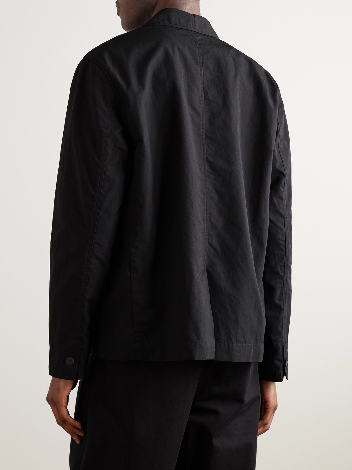 Shop Folk Unstructured Garment-dyed Cotton Blazer In Black