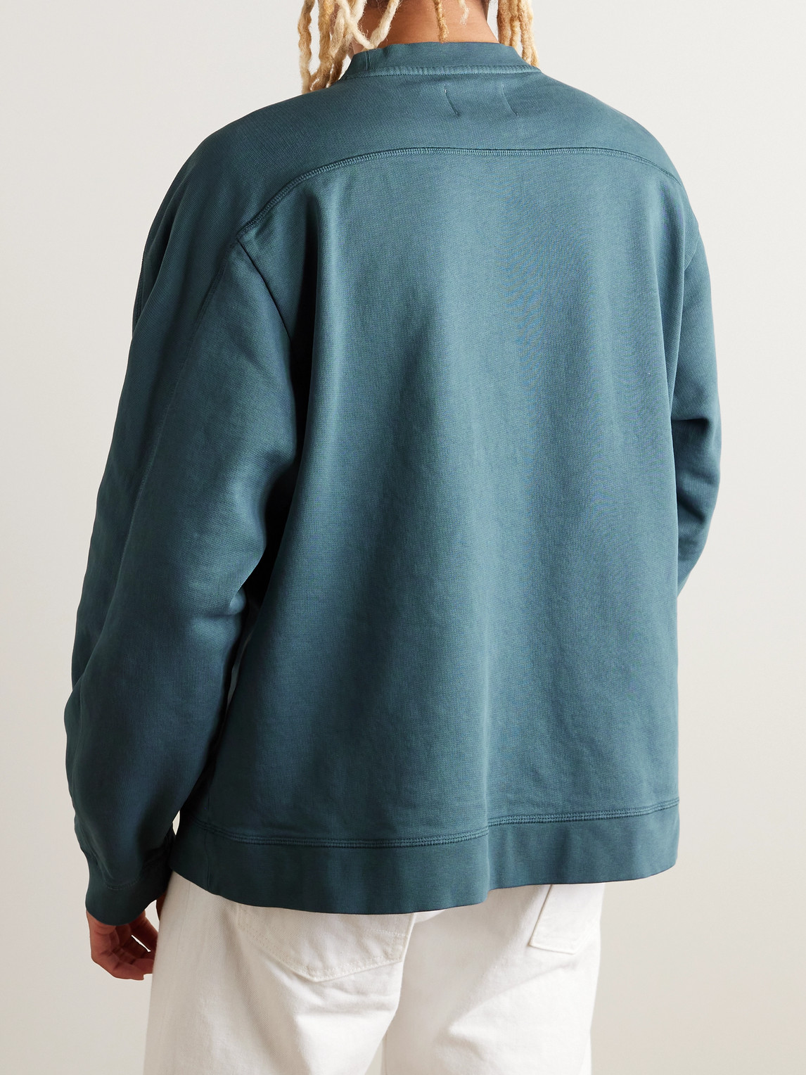 Shop Folk Prism Embroidered Cotton-jersey Sweatshirt In Blue