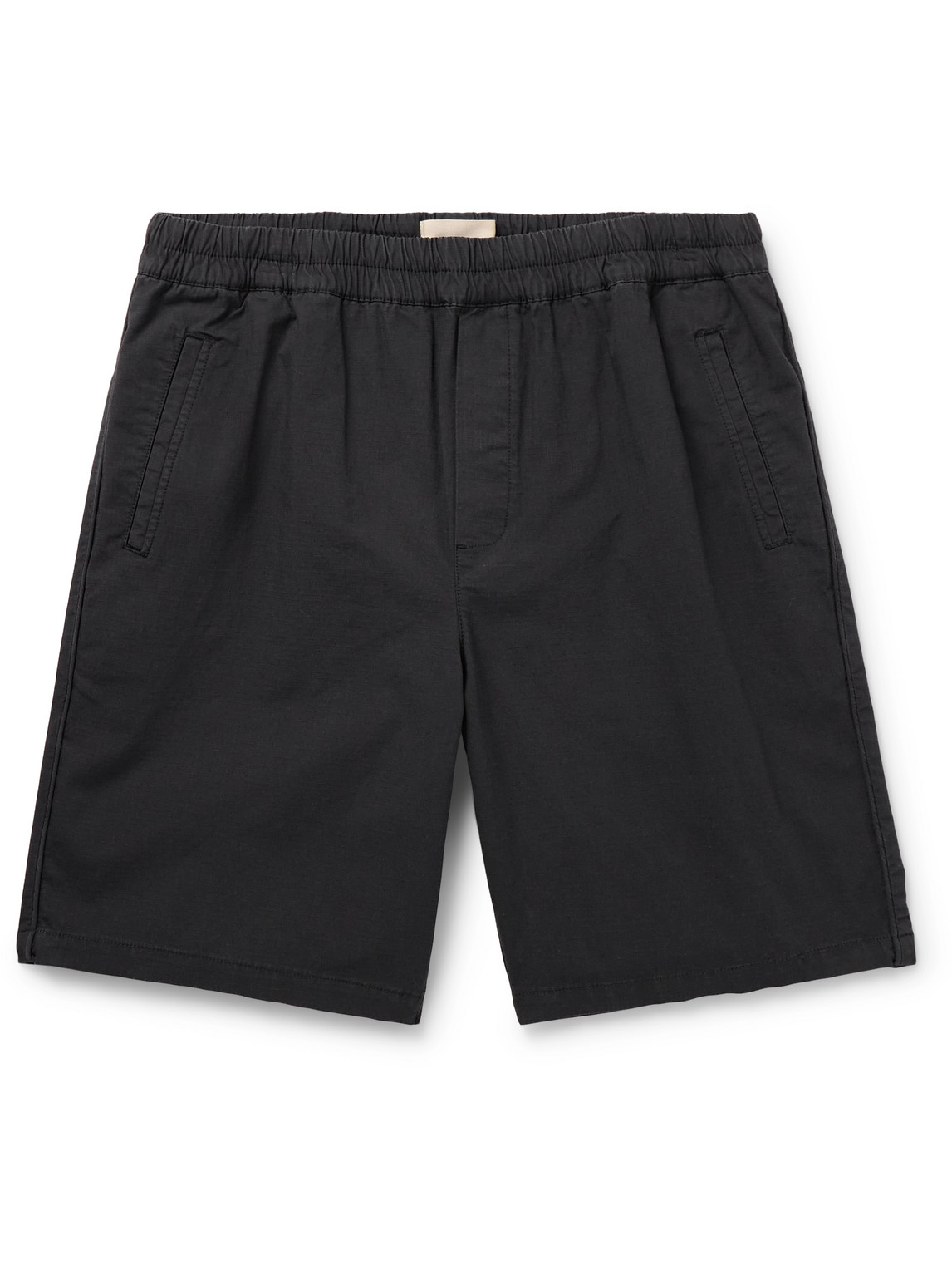 Folk Assembly Straight-leg Cotton-blend Ripstop Shorts In Black