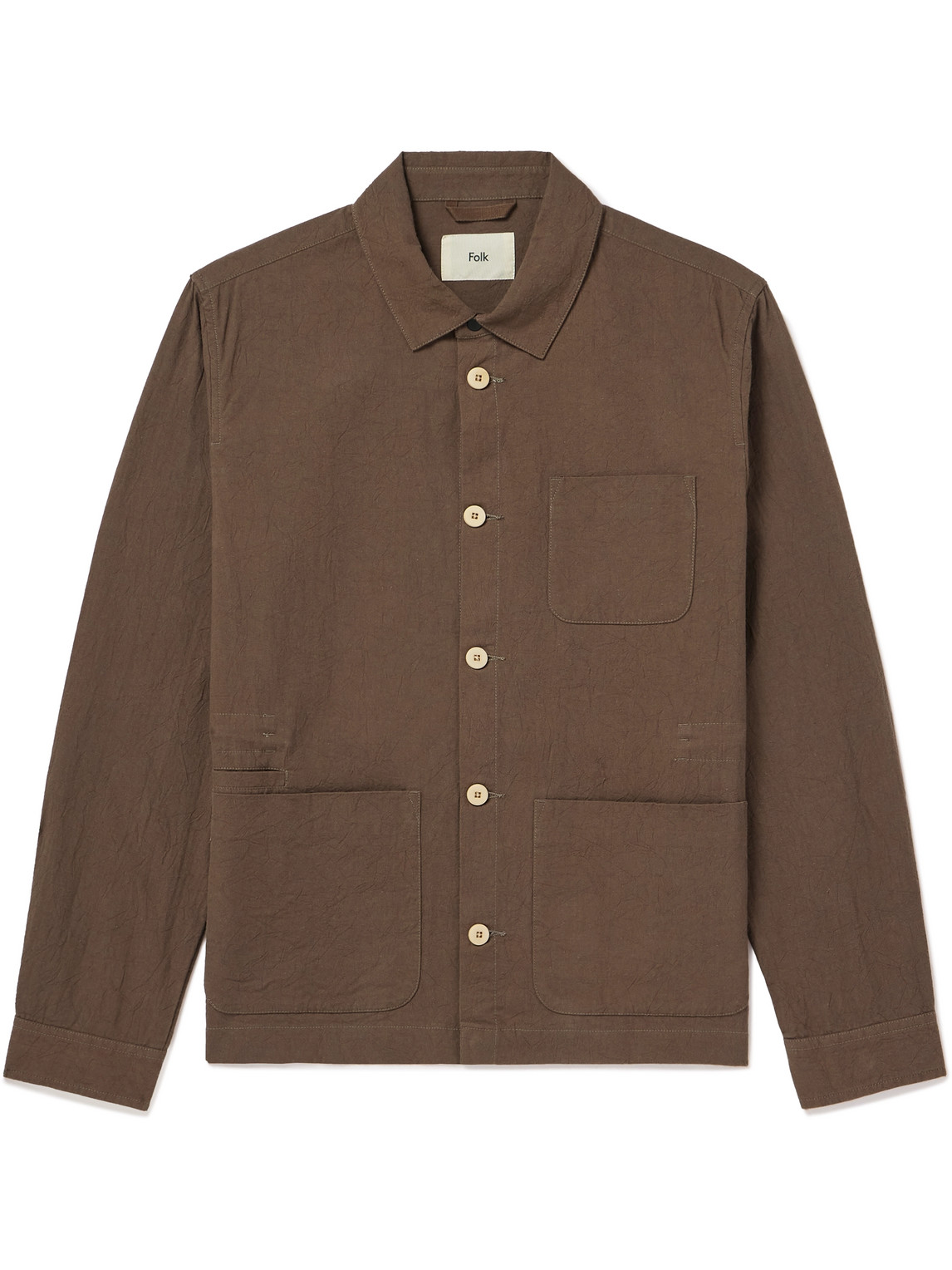 Folk Assembly Crinkled-cotton Jacket In Brown