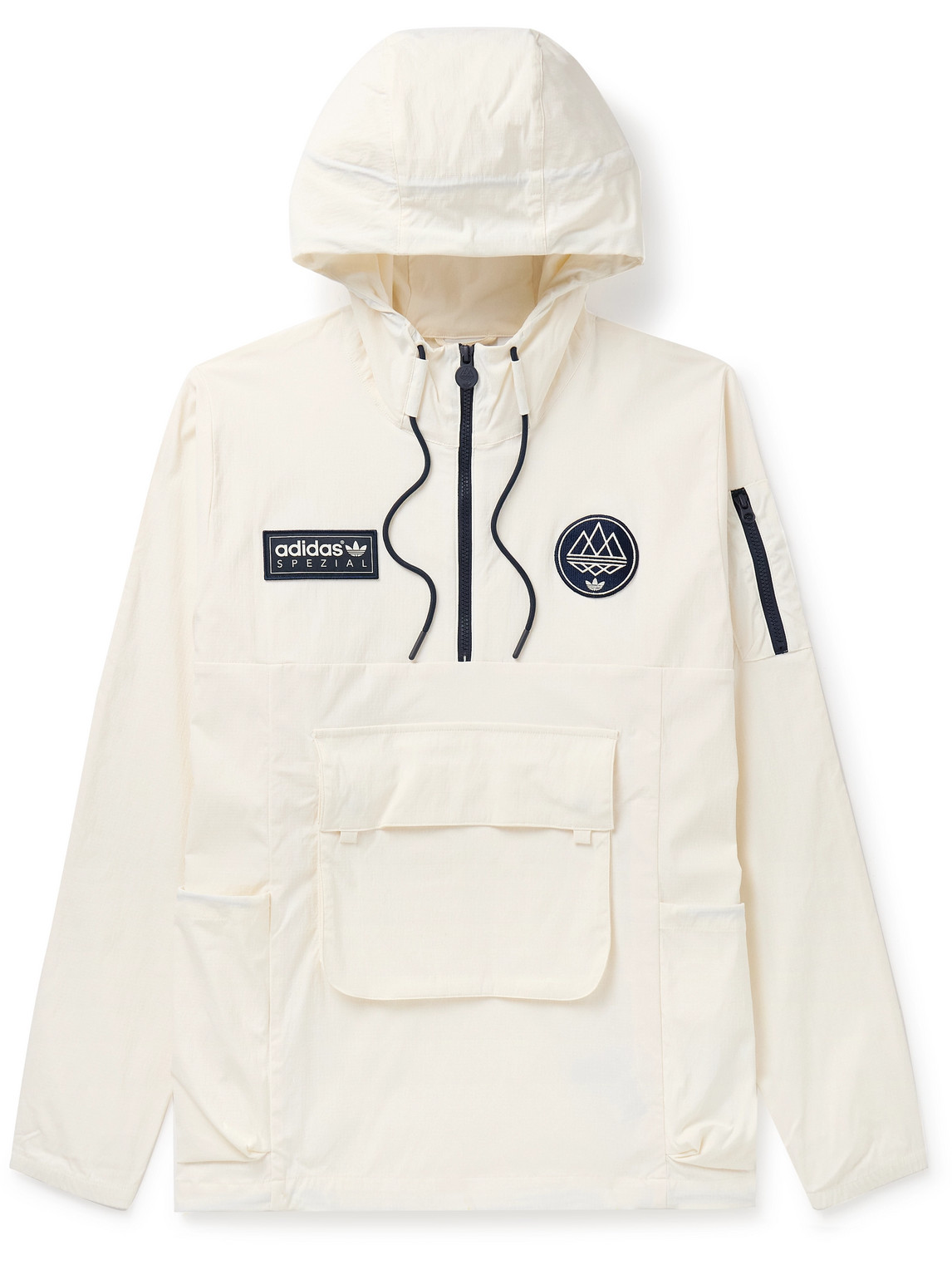 Adidas Originals Todmorden Logo-appliquéd Nylon-ripstop Half-zip Hooded Jacket In White