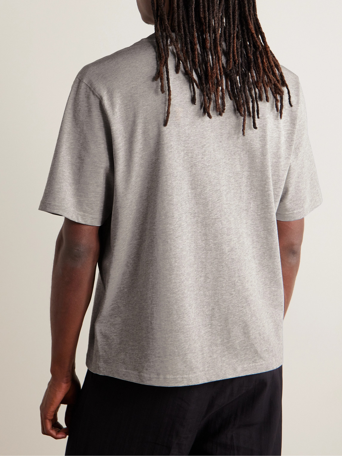 Shop Ami Alexandre Mattiussi Logo-embroidered Organic Cotton-jersey T-shirt In Gray