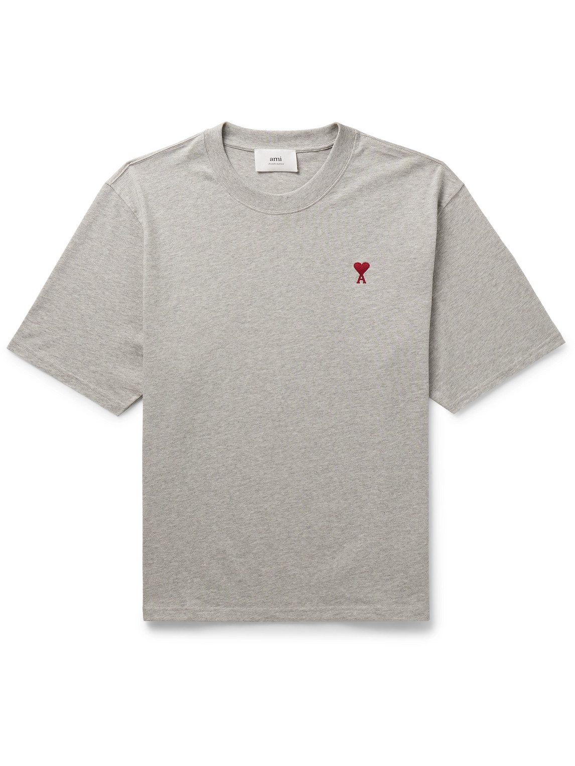 Ami Alexandre Mattiussi Logo Heavy Cotton T-shirt In Gray